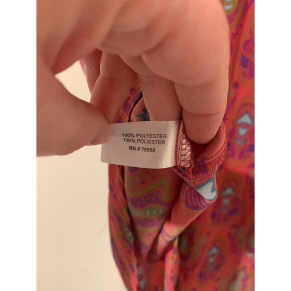 Violet & Claire Sleeveless Top Womens Size Medium Orange Pink Abstract Artsy - Picture 5 of 8